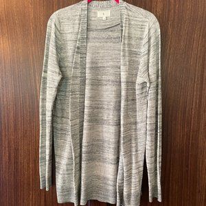 Lou & Grey Women's Open Cardigan Sweater Gray Striped Lightweight - Size Small